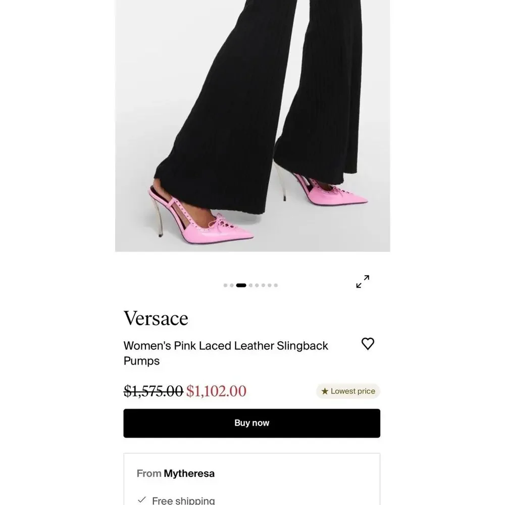 $1575 Sz EU 41 US 11 Versace Lace Slingback Pink Heels Leather